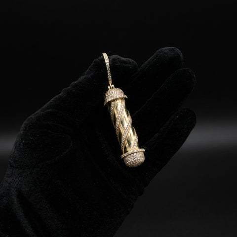 14K Diamond Barber Pole 3D Pendant 5.45 CTW