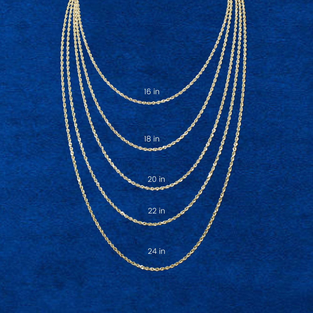 Cadenas de oro de 10K auténticas tipo soga de 2mm