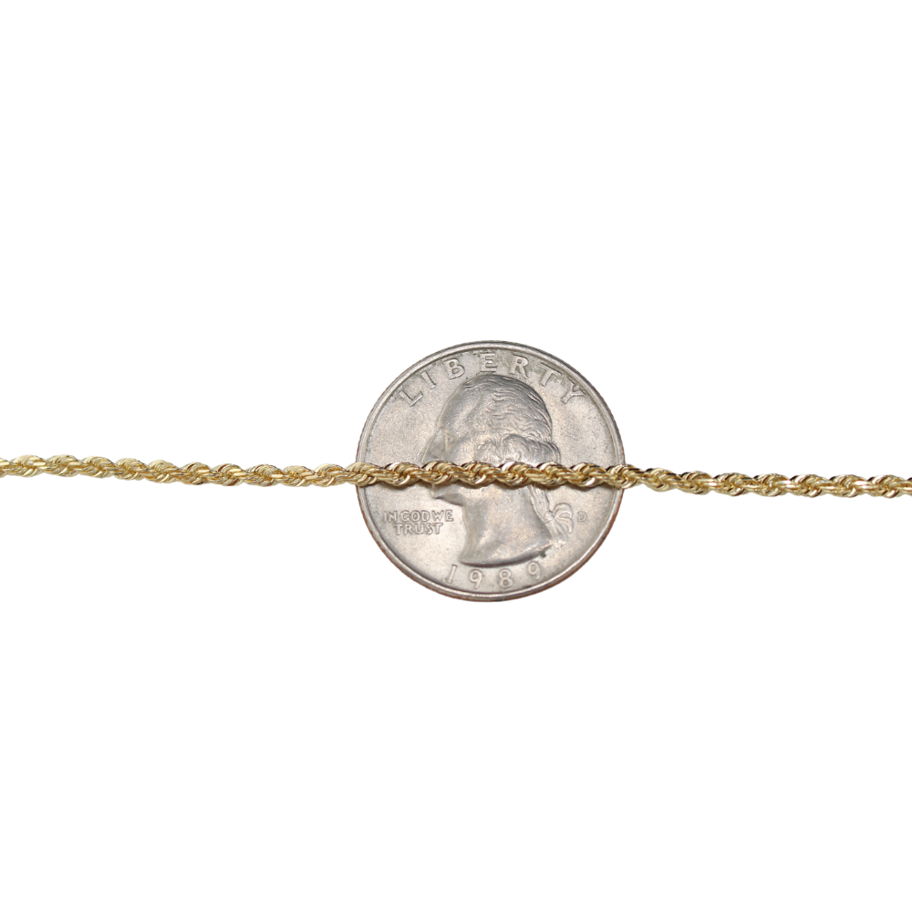 Cadenas de oro de 10K auténticas tipo soga de 2mm