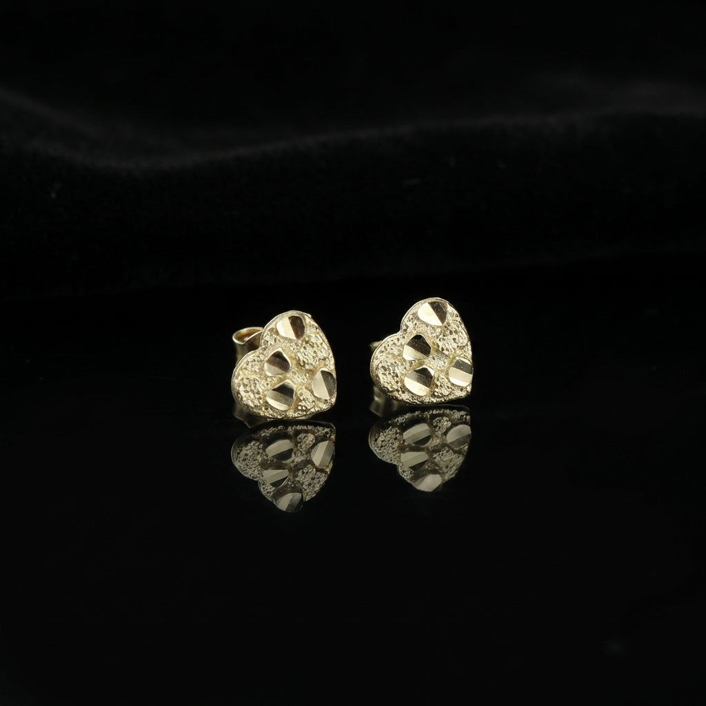 Real 10K Gold Heart Nugget Studs Dainty