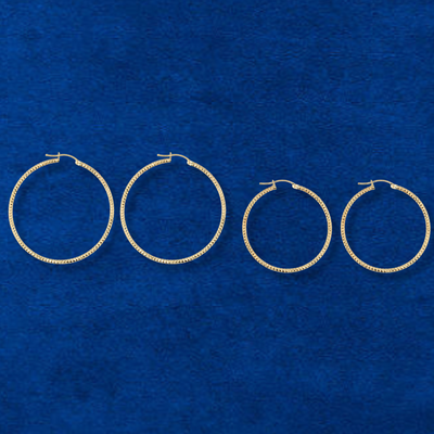 14K Diamond Cut Gold Hoops