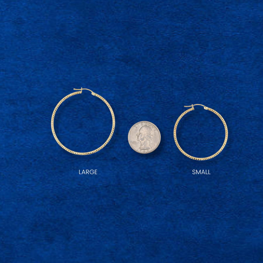 14K Diamond Cut Gold Hoops