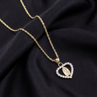 Real 10K Gold Heart Virgin Mary Pendant