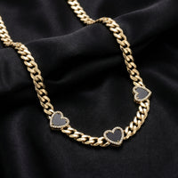 Real 10K Gold Black Heart Cuban Chain