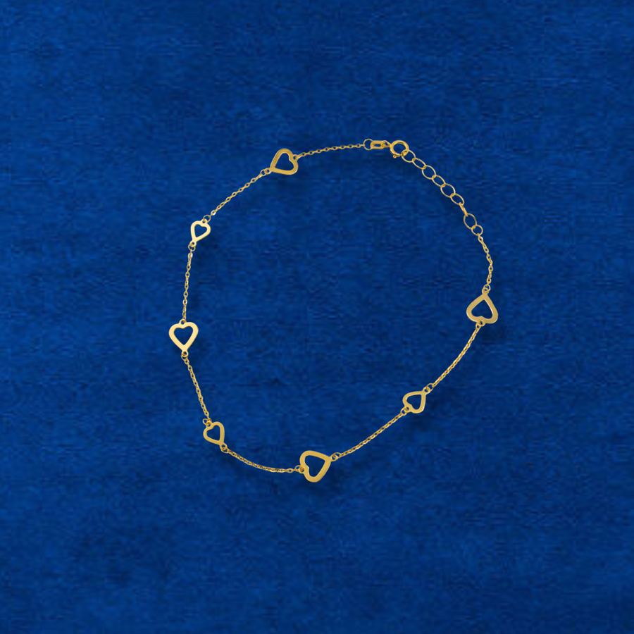 14K Gold Heart Anklet