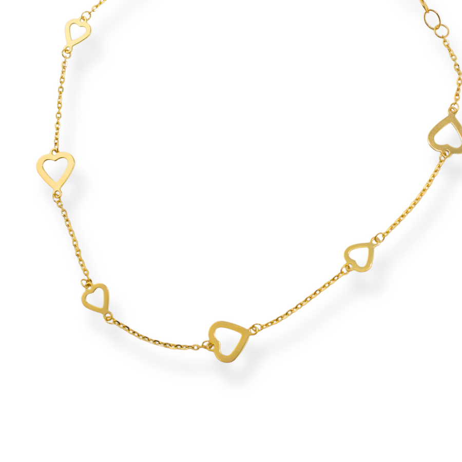 14K Gold Heart Anklet