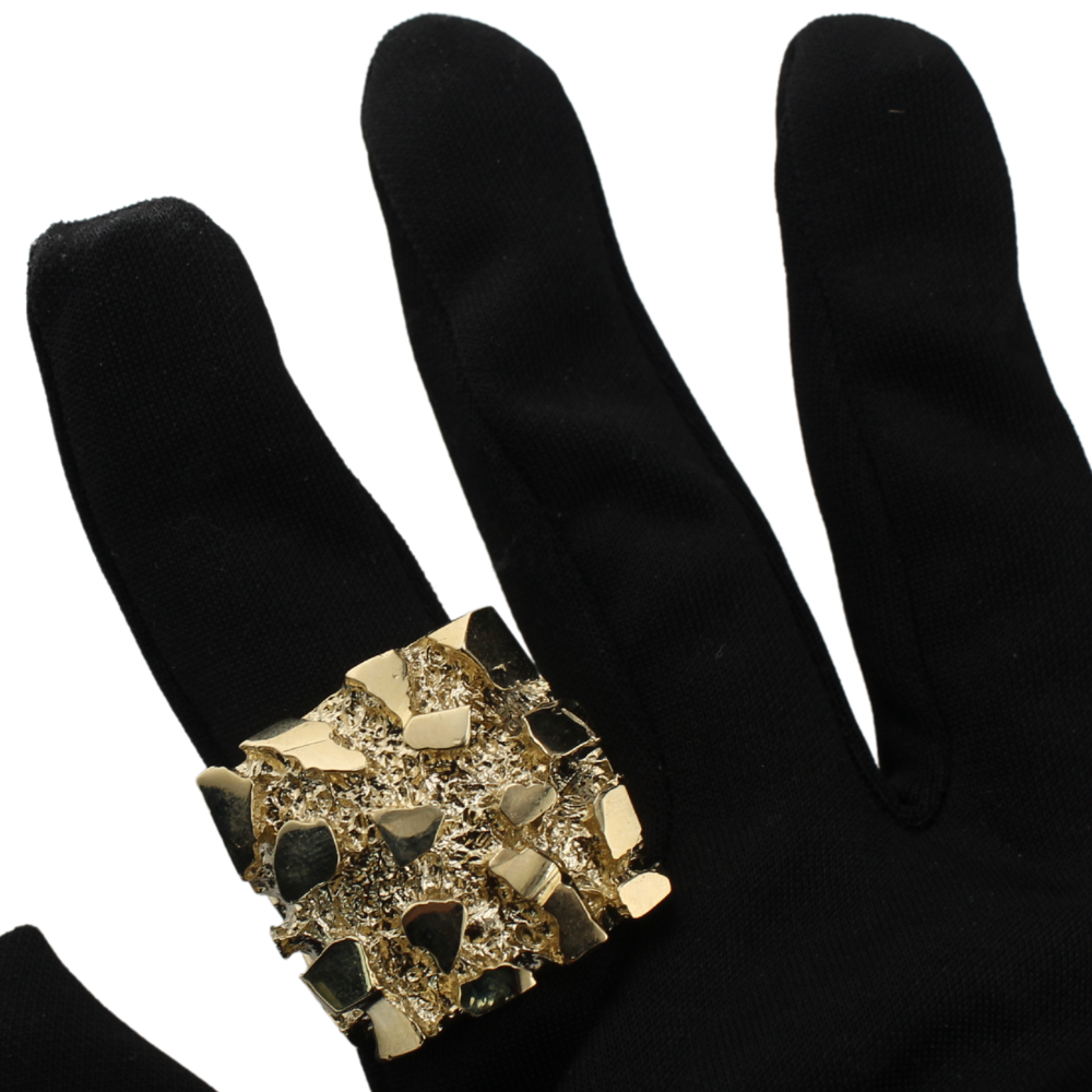 Anillo de pepita de oro de 10K real extragrande