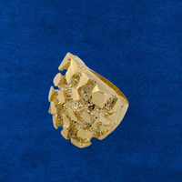 Anillo de pepita de oro de 10K real extragrande
