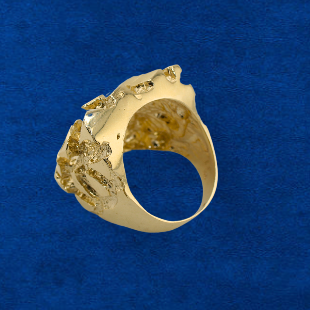 Anillo de pepita de oro de 10K real extragrande