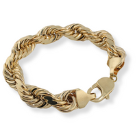 Pulsera de cuerda de oro amarillo de 10K auténtico