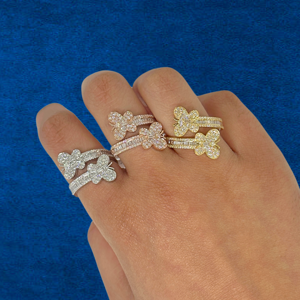 Real 10K Gold Diamond Butterfly Ring