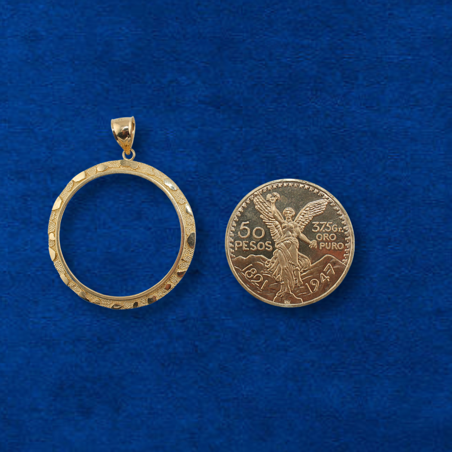 10K 50 Pesos Coin & Nugget Bezel