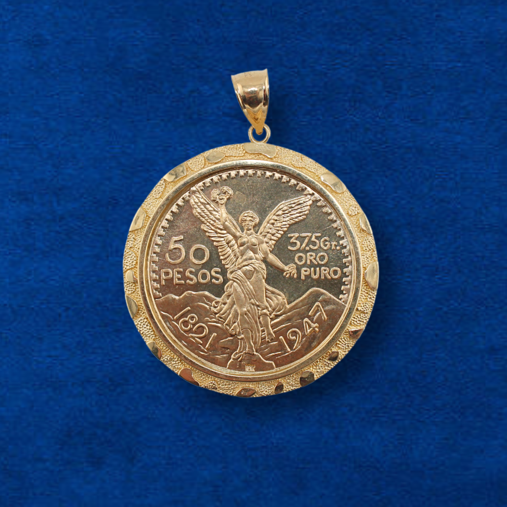 10K 50 Pesos Coin & Nugget Bezel