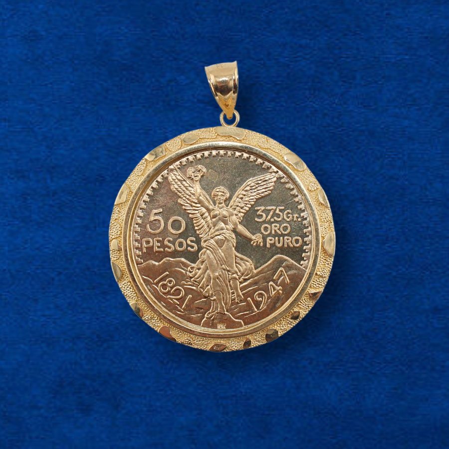 10K 50 Pesos Coin & Nugget Bezel