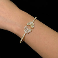 Brazalete de mariposa de oro de 10 quilates con diamantes auténticos