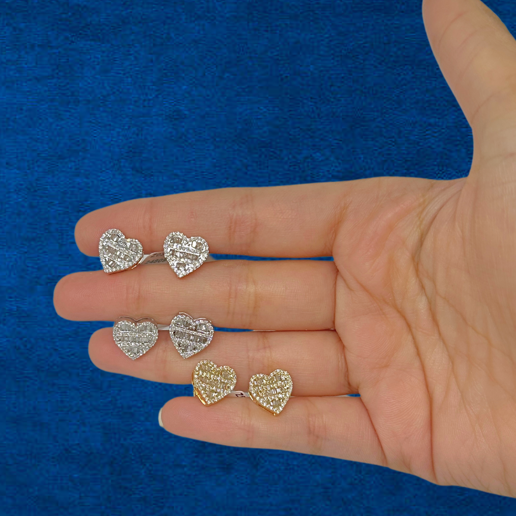 10K Real Diamond Heart Studs (Medium)