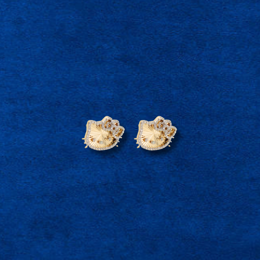 10K Diamond Kitty Studs