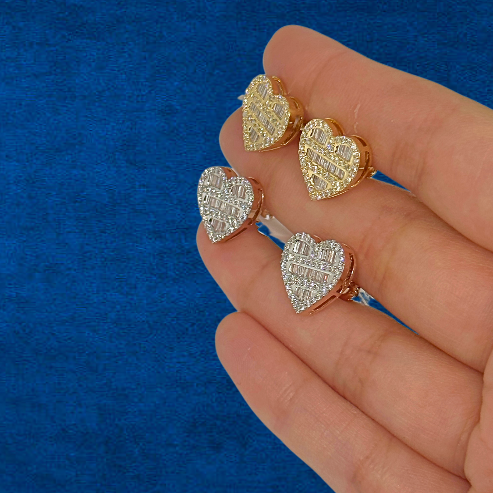 10K Real Diamond Heart Studs (Large)