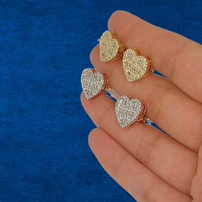 10K Real Diamond Heart Studs (Large)