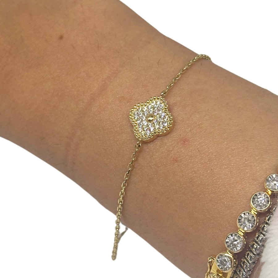 14K Gold Clover Bracelet
