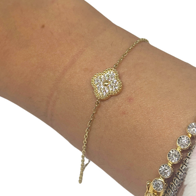 14K Gold Clover Bracelet