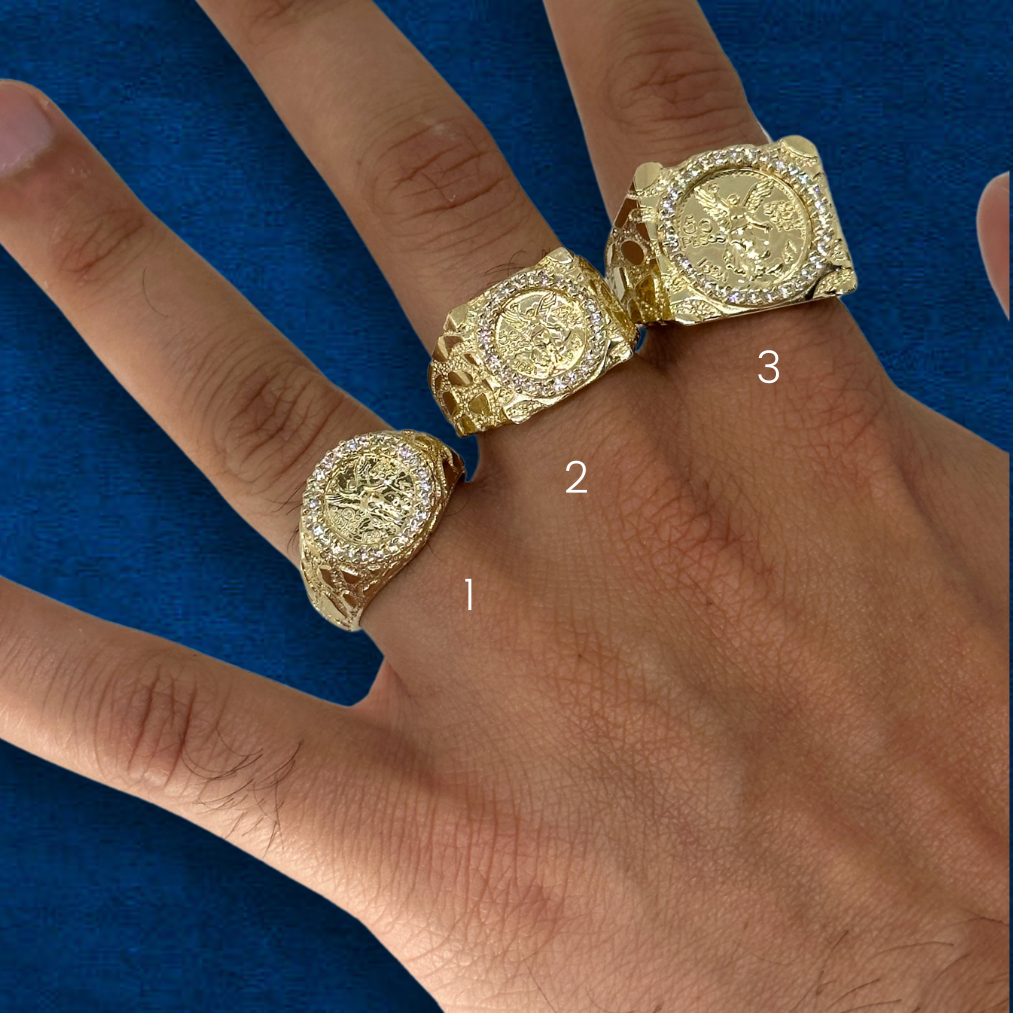 Real 10K Gold Mexican Centenario Coin Nugget Ring