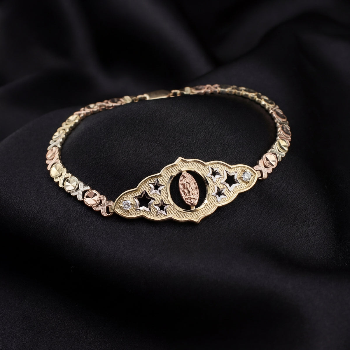 Pulsera de oro de 14K virgen María