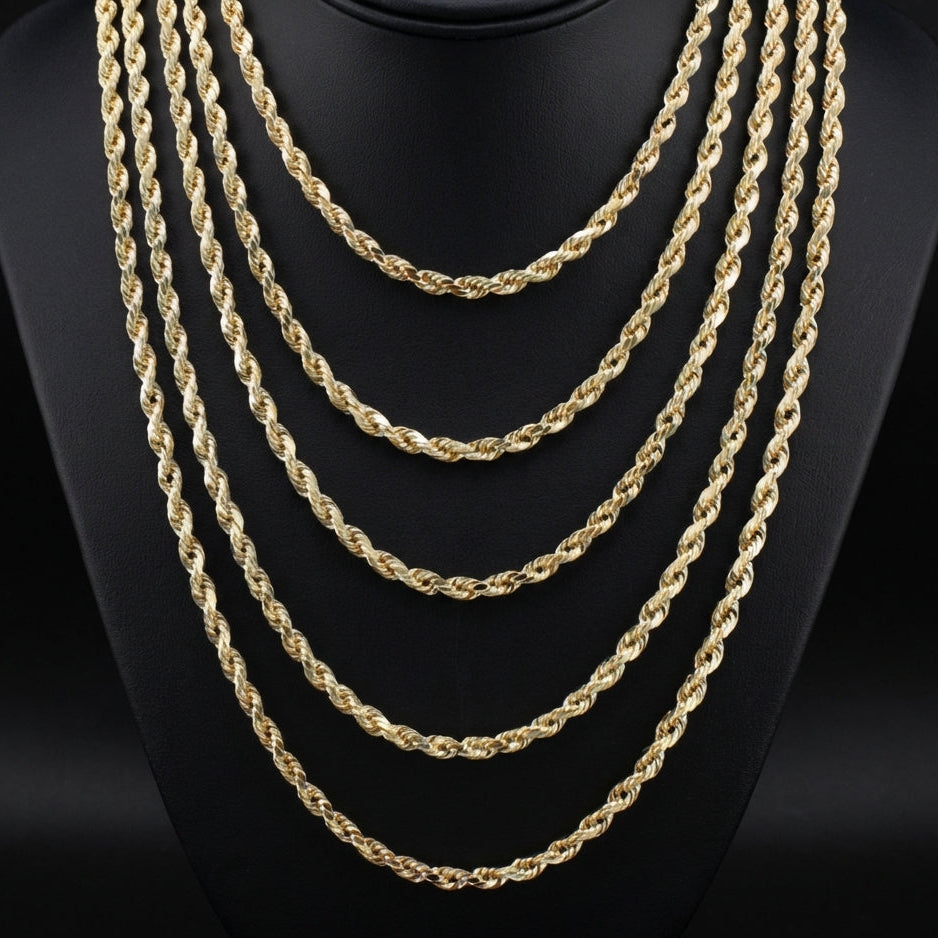 Real 10K Gold 4mm Rope Chains