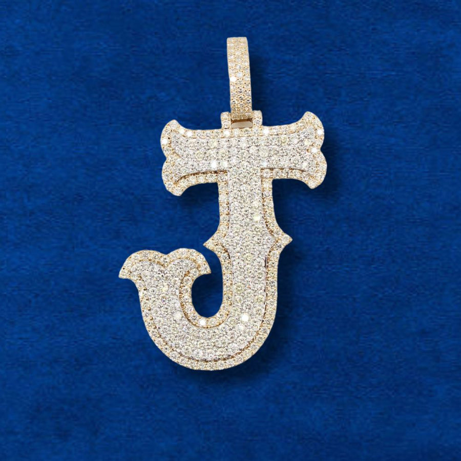 10K Diamond Initial 'J' Pendant 5.7 carats