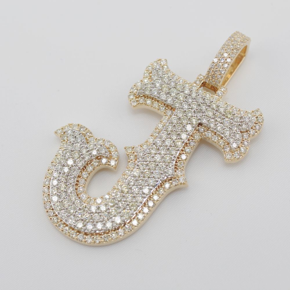 Colgante de oro de 10K auténtico con diamante inicial "J" 5.7 CTW