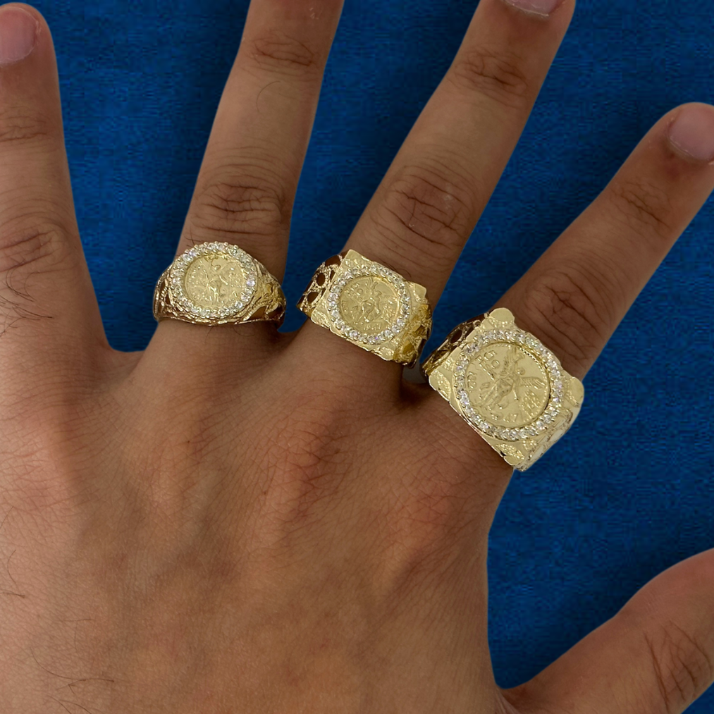 Real 10K Gold Mexican Centenario Coin Nugget Ring