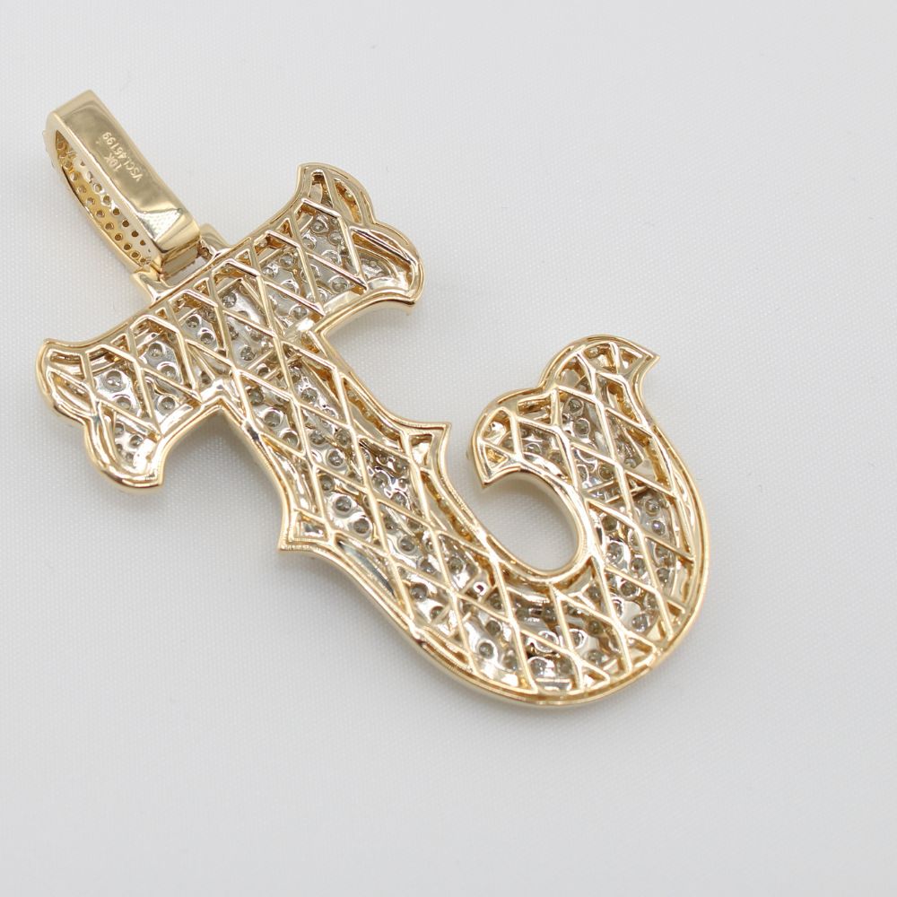 Colgante de oro de 10K auténtico con diamante inicial "J" 5.7 CTW