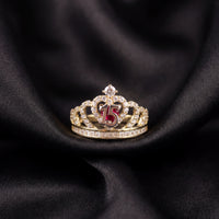 Anillo de Quinceañera de Oro Real de 14K con Piedra Roja