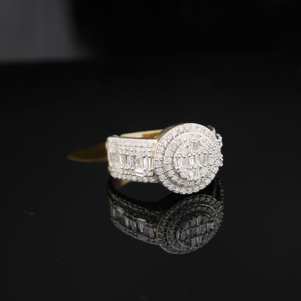 Anillo de oro de 10K auténtico con diamante para hombre