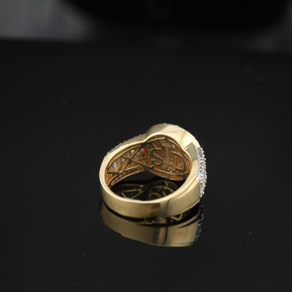 Anillo de oro de 10K auténtico con diamante para hombre