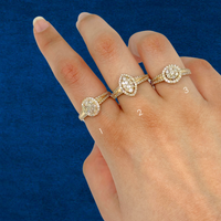 Anillo de compromiso de oro 10K auténtico con diamantes