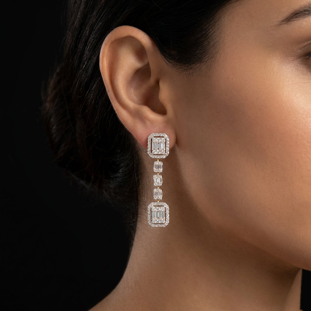 14K Diamond Drop Earrings 2.5 CTW