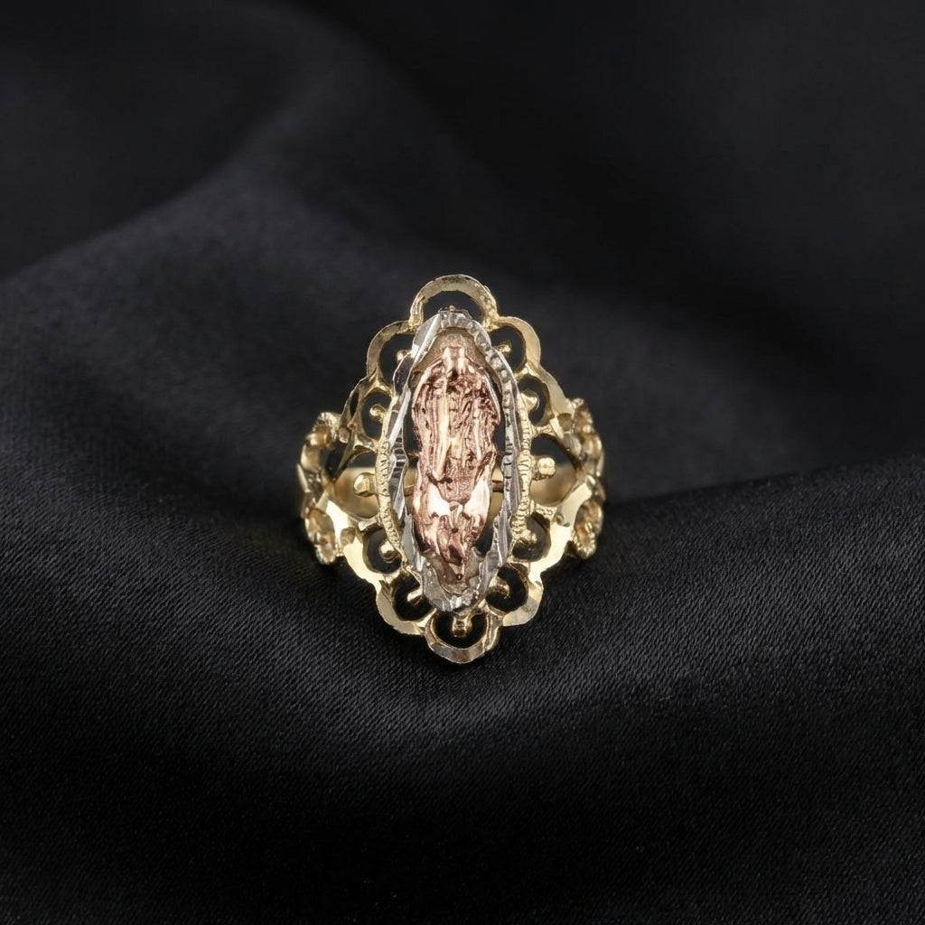 Anillo de la Virgen María de oro auténtico de 10 quilates