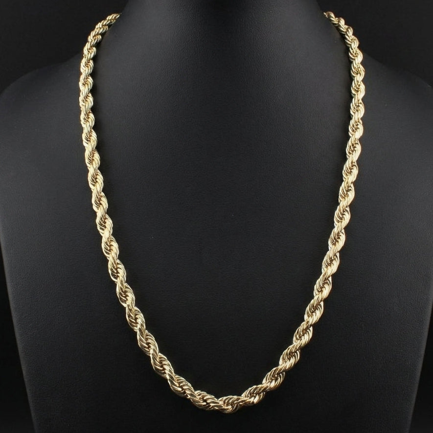 Cadena de oro macizo de 10K de 8mm estilo cuerda