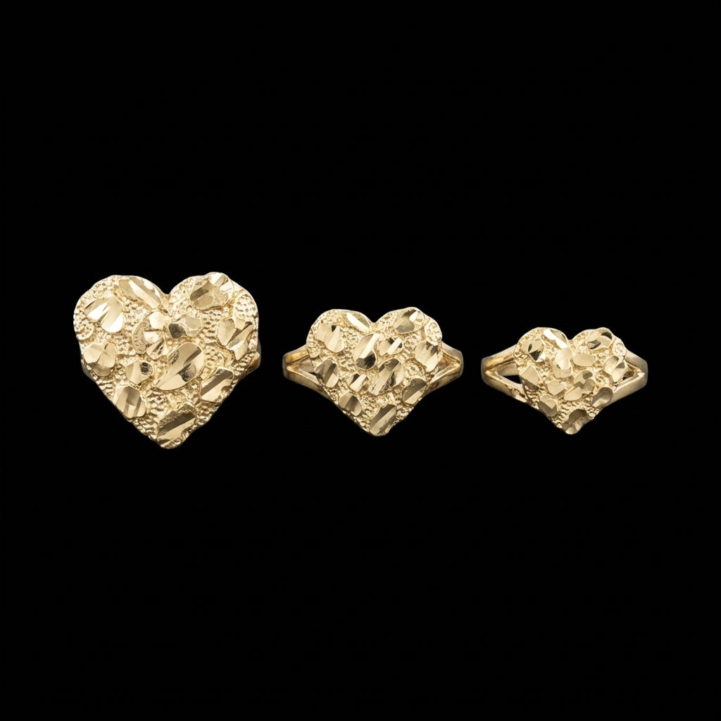 Anillo de oro de 10K con pepita en forma de corazón