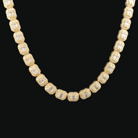 Real 10K Gold Diamond Bagguette Chain