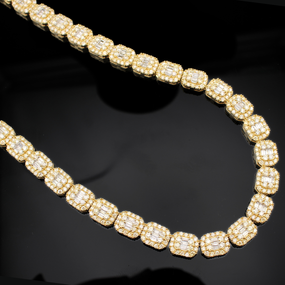 Real 10K Gold Diamond Bagguette Chain