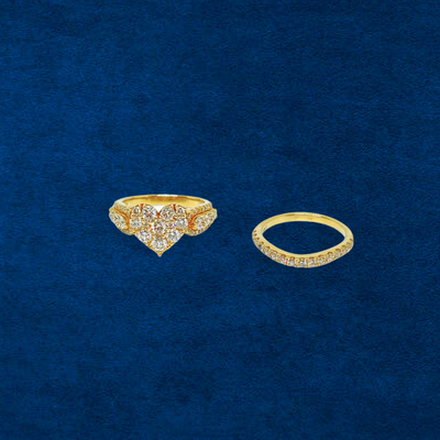 14K Diamond Heart Ring & Band