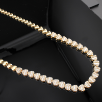 Real 14K Gold Diamond Heart Chain 2.5 CTW