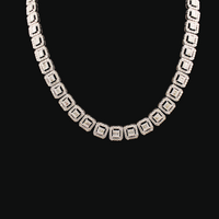 Cadena Baguette de Oro 10K auténtico con Diamantes