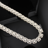 Cadena Baguette de Oro 10K auténtico con Diamantes