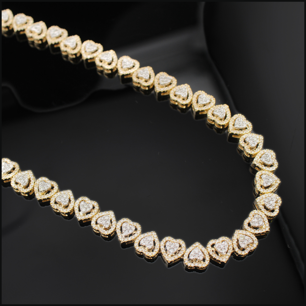 Real 10K Gold Diamond Heart Chain 6 CTW