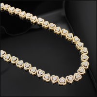 Real 10K Gold Diamond Heart Chain 6 CTW