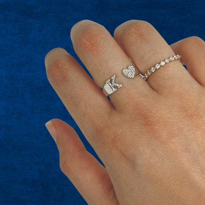 10K Diamond Initial Ring