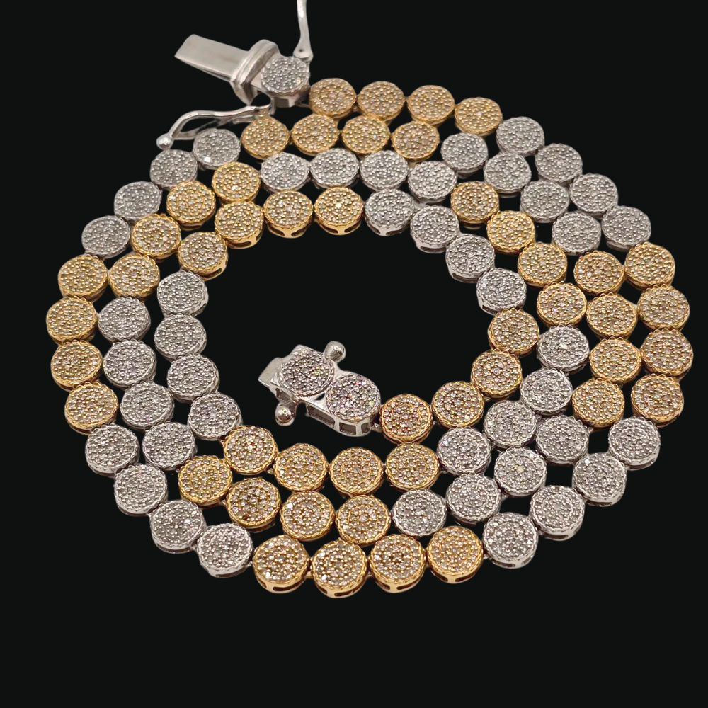 Real 10K Two Tone Gold Mens Diamond Chain
